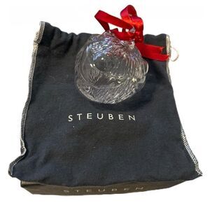 Vintage Steuben Crystal Glass Christmas Holiday "Peace‎ on Earth" Ornament